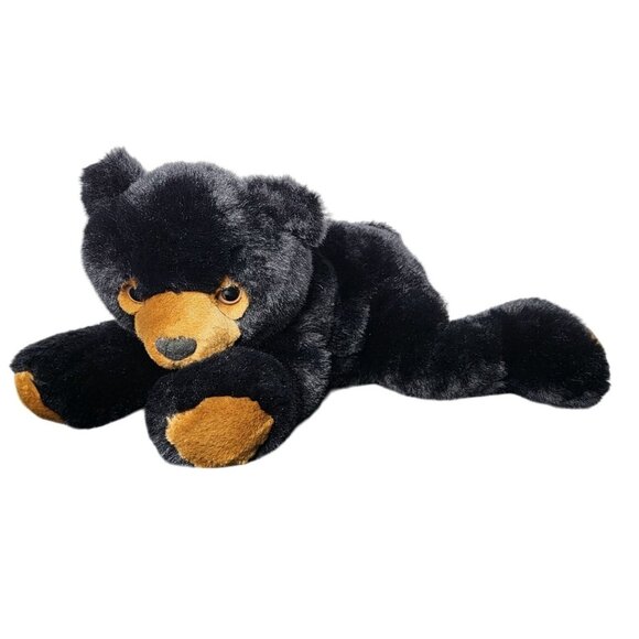 Fiesta Kay 15" Laydown Black Bear Plush Stuffed Animal Lying Down Realistic - Picture 1 of 10